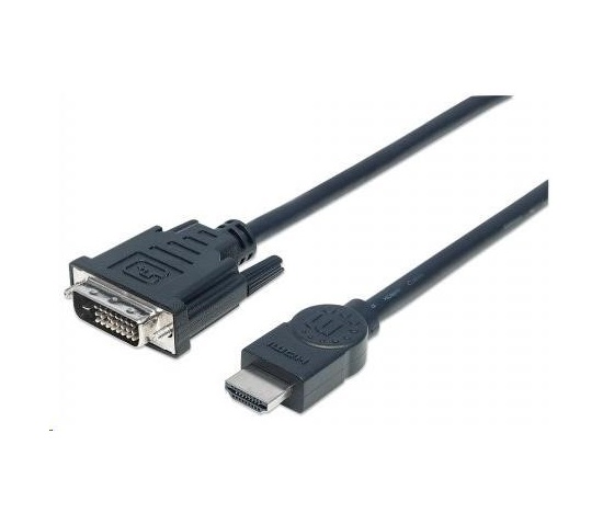 MANHATTAN kabel HDMI Male to DVI-D 24+1 Male, Dual Link, Black, 3m