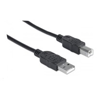 MANHATTAN Hi-Speed USB Device Cable, Type-A Male / Type-B Male, 5m (3 ft.), Black