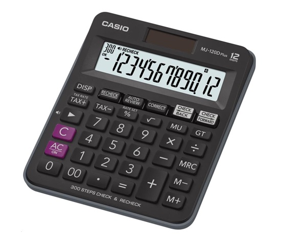 CASIO kalkulačka MJ 120 D Plus, černá, stolní, dvanáctimístná