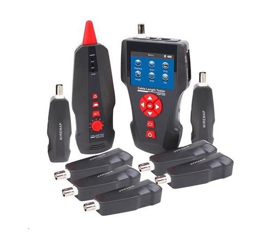 LAN Cable Tester TLCD88 s LCD, koax, Cat3/Cat5E/Cat6, UTP/STP, USB, PoE, ping, sonda, 8x protismyčka