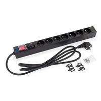 TRITON 19" rozvodný panel 1U; 7 x zásuvka podle ČSN, max. 16 A; kabel 3 x 1,5 mm, 2 m + zástrčka univerzál CZ-DE max.16A