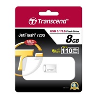 TRANSCEND Flash Disk 8GB JetFlash®720S, USB 3.1, MLC solution (R:110/W:25 MB/s) stříbná
