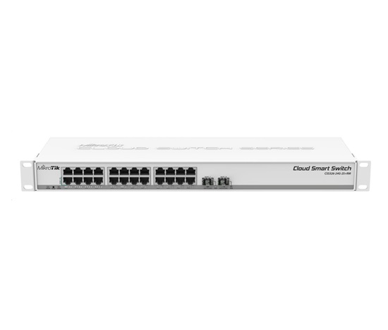 MikroTik Cloud Smart Switch CSS326-24G-2S+RM, 24 non-blocking gigabit.portů, 2xSFP+, Marvell DX switch chip, SwOS