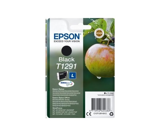 EPSON ink čer Singlepack "Jablko" Black T1291 DURABrite Ultra Ink (11,2 ml)