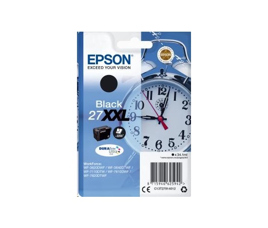 EPSON ink čer Singlepack "Budík" Black 27XXL DURABrite Ultra Ink