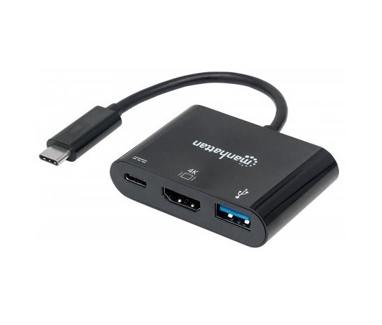 MANHATTAN multifunkční převodník z USB 3.1 type C Male na HDMI, USB 3.0 A a USB C Females