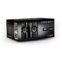 C-TECH repro SPK-11, 2.0, dřevěné, černo-zlaté, USB