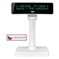 Virtuos VFD zákaznický displej Virtuos FV-2030W 2x20 9mm, USB, bílý