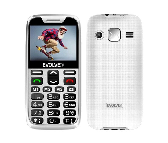 EVOLVEO EasyPhone XD, mobilní telefon pro seniory s nabíjecím stojánkem (bílá barva)