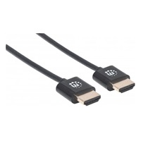 MANHATTAN Ultra-thin High Speed HDMI Cable with Ethernet, HEC, ARC, 3D, 4K, HDMI Male to Male, Shielded, Black, 0,5m