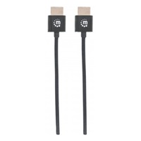 MANHATTAN Ultra-thin High Speed HDMI Cable with Ethernet, HEC, ARC, 3D, 4K, HDMI Male to Male, Shielded, Black, 1,8m