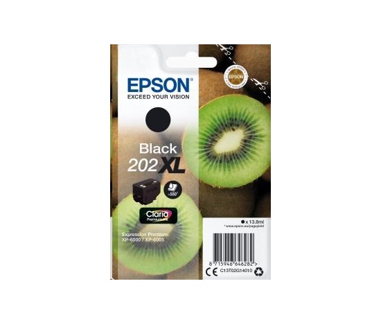 EPSON ink čer Singlepack "Kiwi" Black 202XL Claria Premium Ink 13,8 ml