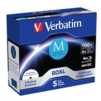 VERBATIM MDisc BDXL (5-pack)Jewel/4x/100GB