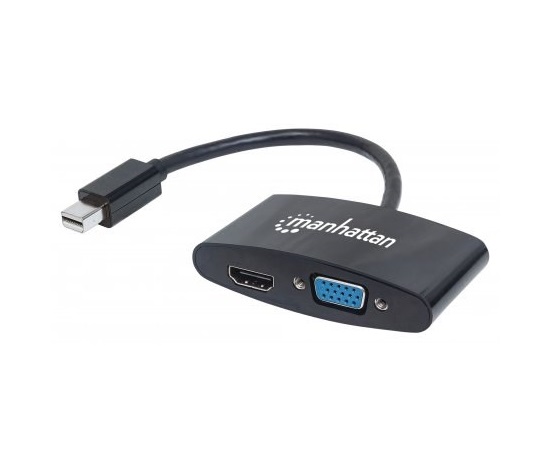 MANHATTAN 2-in-1 4K Mini DisplayPort Adapter, Mini DP Male to HDMI/VGA Female, Passive, Black