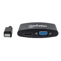 MANHATTAN 2-in-1 4K Mini DisplayPort Adapter, Mini DP Male to HDMI/VGA Female, Passive, Black