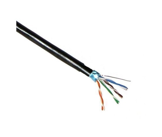 FTP kabel PlanetElite, Cat5E, drát, dvojitý venkovní PE+PE, Dca, černý, 305m, cívka