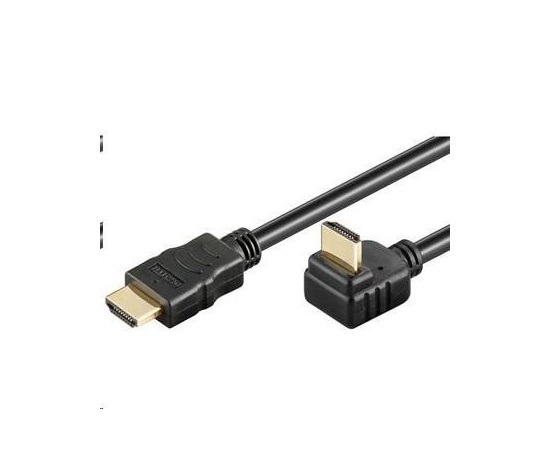 PremiumCord HDMI High Speed+Ethernet kabel, zlacený zahnutý konektor 270° 1m