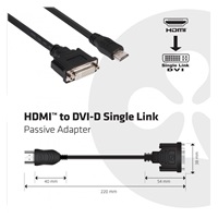 Club3D Adaptér pasivní HDMI na DVI-D Single Link (M/F), 22cm