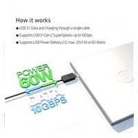 Club3D Kabel USB 3.1 typ C na USB 3.1 typ A, 10Gbps Power Delivery 60W (M/M), 1m