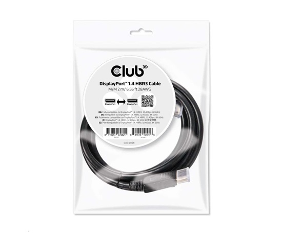 Club3D Certified Kabel DisplayPort 1.4 HBR3 8K60Hz (M/M), 2m