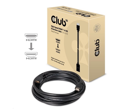 Club3D HDMI 1.4 MALE TO HDMI FEMALE HIGH SPEED HD  - 5 METERS 16FT