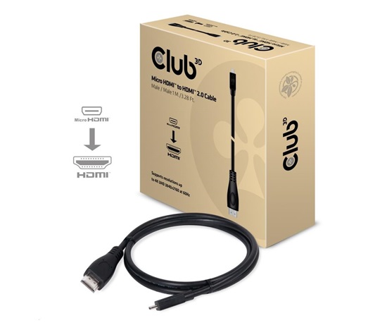 Club3D Kabel Micro HDMI na HDMI 2.0 4K60Hz UHD, (M/M), 1m