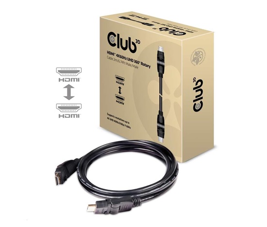 Club3D Kabel HDMI 2.0 4K60Hz UHD, 360 otočné konektory (M/M), 2m