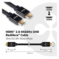 Club3D HDMI 2.0 MALE TO HDMI 2.0 MALE  High Speed 4K UHD  Active - Redmere 10m/32.8ft, 28 AWG