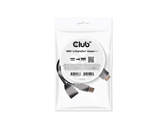 Club3D Adaptér HDMI 1.4 na DisplayPort 1.1 (M/F), USB napájení, 18cm