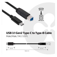 Club3D USB 3.1 TYPE C GEN 2 MALE (10Gbps) to TYPE B MALE Cable 1Meter / 3.28 Feet