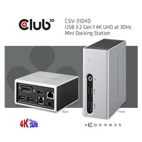 Club3D Mini dokovací stanice USB 3.2 4K30Hz UHD (HDMI/DVI/4x USB 3.1/Ethernet/Audio) DisplayLink® Certified