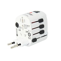 SKROSS cestovní adaptér PRO World & USB, 6,3A max., uzemněný, vč. univerzální USB nabíječky, pro celý svět