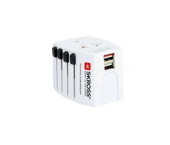 SKROSS cestovní adaptér MUV USB, 2x USB-A, univerzální pro 150 zemí