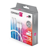 CONNECT IT Wirez Micro USB - USB, bílý, 1 m (2 ks v balení)