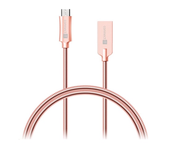 CONNECT IT Wirez Steel Knight Micro USB - USB, metallic rose-gold, 1 m