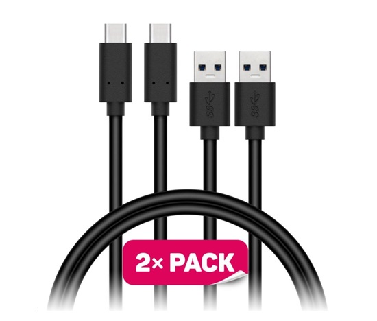 CONNECT IT Wirez USB-C (Type C) -> USB-A, USB 3.1 Gen 1, černý, 1 m (2 ks v balení)