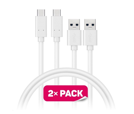 CONNECT IT Wirez USB-C (Type C) -> USB-A, USB 3.1 Gen 1, bílý, 1 m (2 ks v balení)