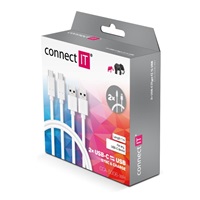 CONNECT IT Wirez USB-C (Type C) -> USB-A, USB 3.1 Gen 1, bílý, 1 m (2 ks v balení)