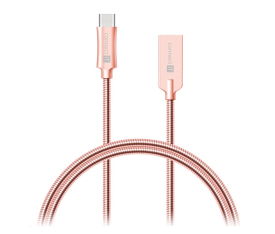 CONNECT IT Wirez Steel Knight USB-C (Type C) - USB-A, metallic rose-gold, 1 m