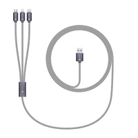 CONNECT IT Wirez 3in1 USB-C & Micro USB & Lightning, silver gray, 1,2 m