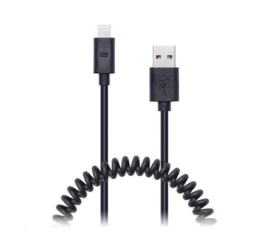 CONNECT IT Wirez Apple Lightning - USB spirálový flexibilní kabel, 1,2 m, černý