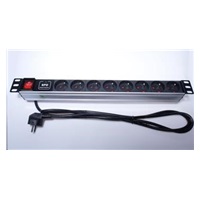 PremiumCord Panel napájecí 1U do 19" racku, 8x230V, přepěťová ochrana, 2m kabel, vypínač