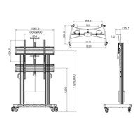 Profesionální televizní stojan s motorizovaným posunem výšky obrazovky, na Tv 55-100", Fiber Mounts TW100