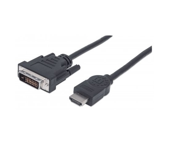 MANHATTAN kabel HDMI Male to DVI-D 24+1 Male, Dual Link, Black, 1,8m