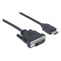 MANHATTAN kabel HDMI Male to DVI-D 24+1 Male, Dual Link, Black, 1,8m