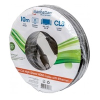MANHATTAN kabel In-wall CL3 High Speed HDMI s Ethernetem, HEC, ARC, 3D, 4K, stíněný, 10m, Black