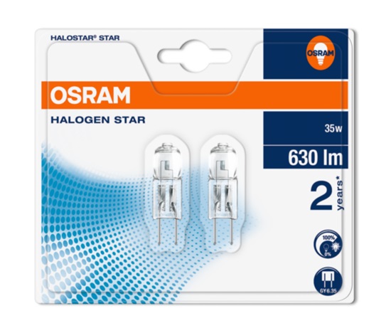 OSRAM Halogen Halostar Star  64432 ST 12V 35W  GY6,35 noDIM C Sklo 630lm 2700K 2000h (blistr 2ks)