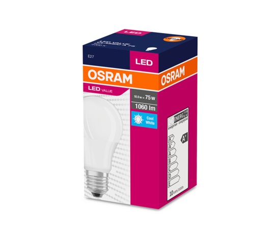 OSRAM LED VALUE ClasA  230V 10W 840 E27 noDIM A+ Plast matný 1060lm 4000K 10000h (krabička 1ks)