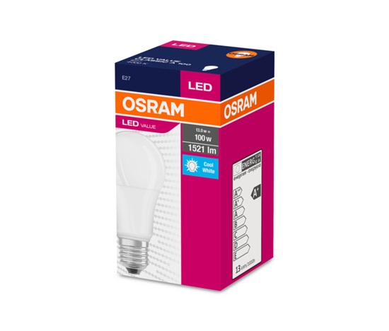 OSRAM LED VALUE ClasA  230V 13W 840 E27 noDIM A+ Plast matný 1521lm 4000K 10000h (krabička 1ks)