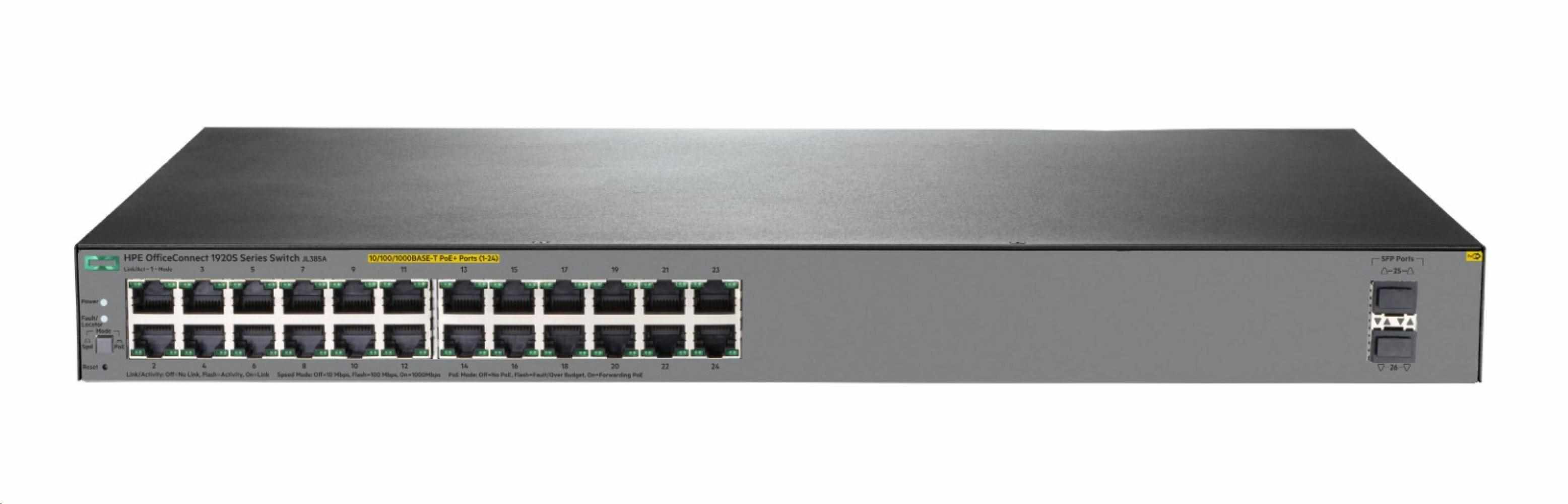 HPE OfficeConnect 1920S 24G 2SFP PoE+ 370W Switch JL385A RENEW